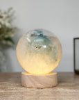 Green Sugar Quartz Sphere with Wooden Stand with uilt-in LED Light - SPH0140