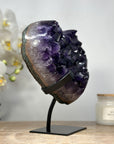 A+ Grade Natural Amethyst Heart Carving with Metal Stand - HST0230