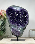 Large Deep Purple Amethyst Stone Geode with Calcite Formations - AWS0484