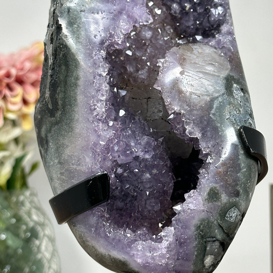 Beautiful Amethyst Geode with Unique Calcite Crystal Formation - MWS1056