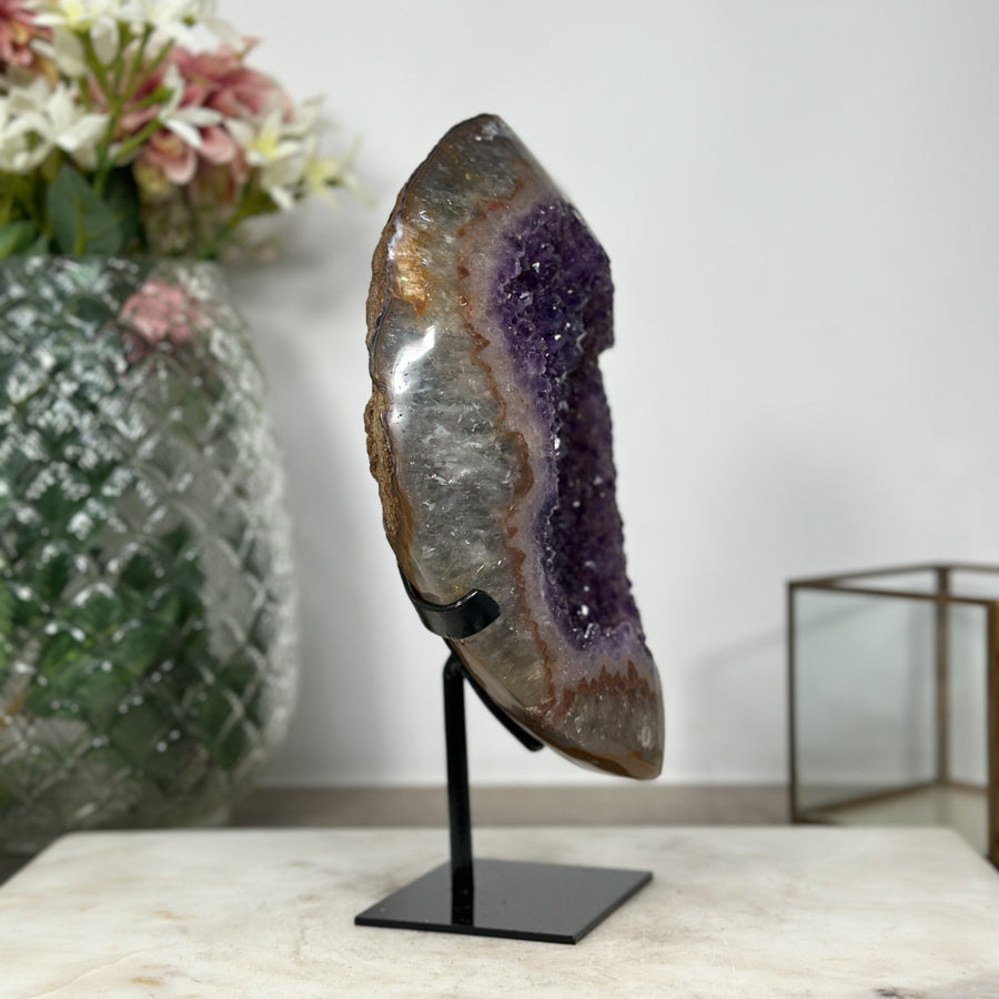 Charming Natural Amethyst &amp; Quartz Geode Centerpiece - MWS0914