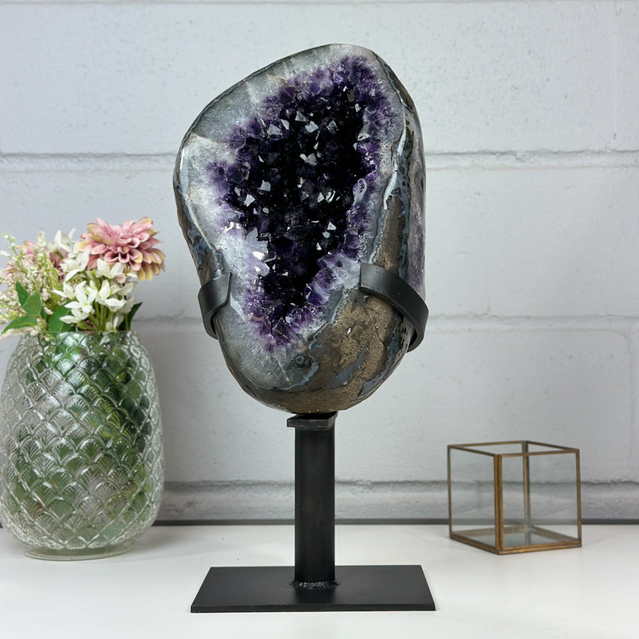 Deep Purple Large Amethyst Geode with Large &amp; Shinny Crystals - AWS0800