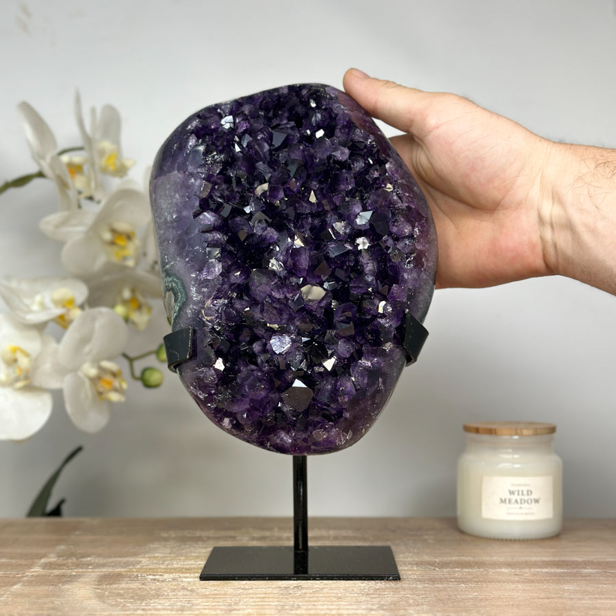 AAA Grade Natural Amethyst Cluster with Metal Stand - MWS1736