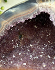 Stunning Amethyst Geode with Blue Banded Agate Shell, Metallic Stand - Perfect Meditation Spaces - MWS1634