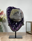 Outstanding Natural Amethyst Cluster with Huge Calcite Crystal, Great Addition to Your Crystal Collection - MWS0952