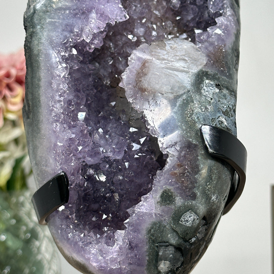 Beautiful Amethyst Geode with Unique Calcite Crystal Formation - MWS1056