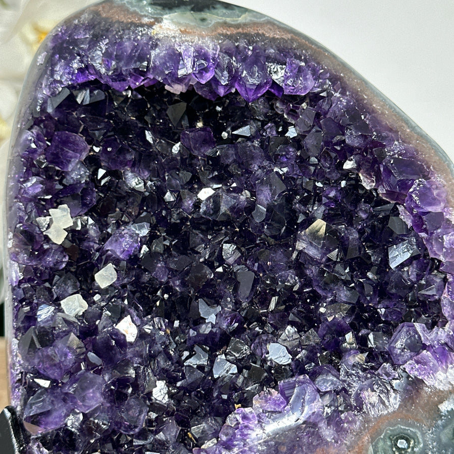 Deep Purple Natural Amethyst Geode, Stand Included - MWS1732