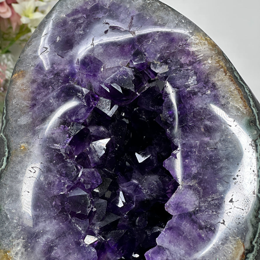 Outstanding Huge Amethyst Geode with Green Jasper Shell - AWS0582