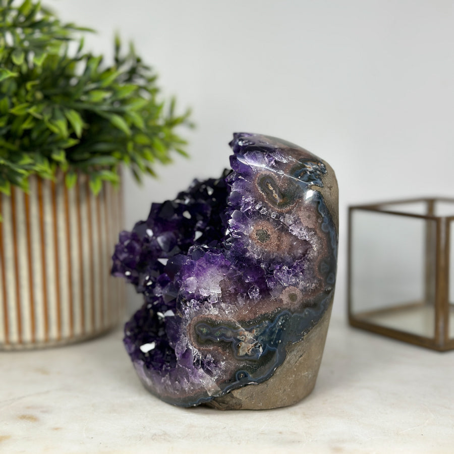 Natural Amethyst Cathedral with Beautiful Agate Shell - CBP1007