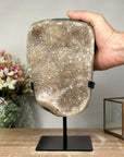 Gorgeous Natural Druzy Quartz Geode on Metal Stand - Sparkling Home Decor - MWS0893