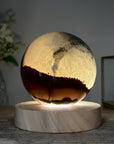 Quartz & Agate Sphere with Wooden Stand with uilt-in LED Light - SPH0138