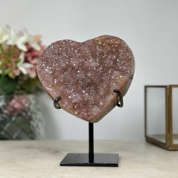 Pink Tone Amethyst Stone Heart Carving - HST0202