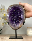 Natural Uruguayan Amethyst Geode with Handmade Metallic Stand - MWS1657