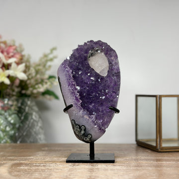 Natural Amethyst Geode with Beautiful Calcite Crystal Inclusion - MWS1069