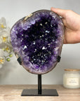 A Grade Natural Amethyst Geode, Metalic Stand Included - MWS1661