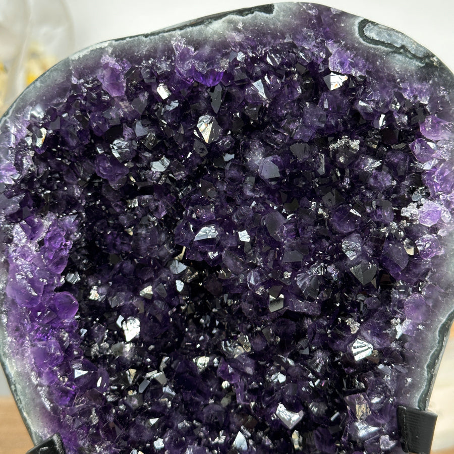 Top Grade Natural Amethyst Geode, Metallic Stand included - MWS1728