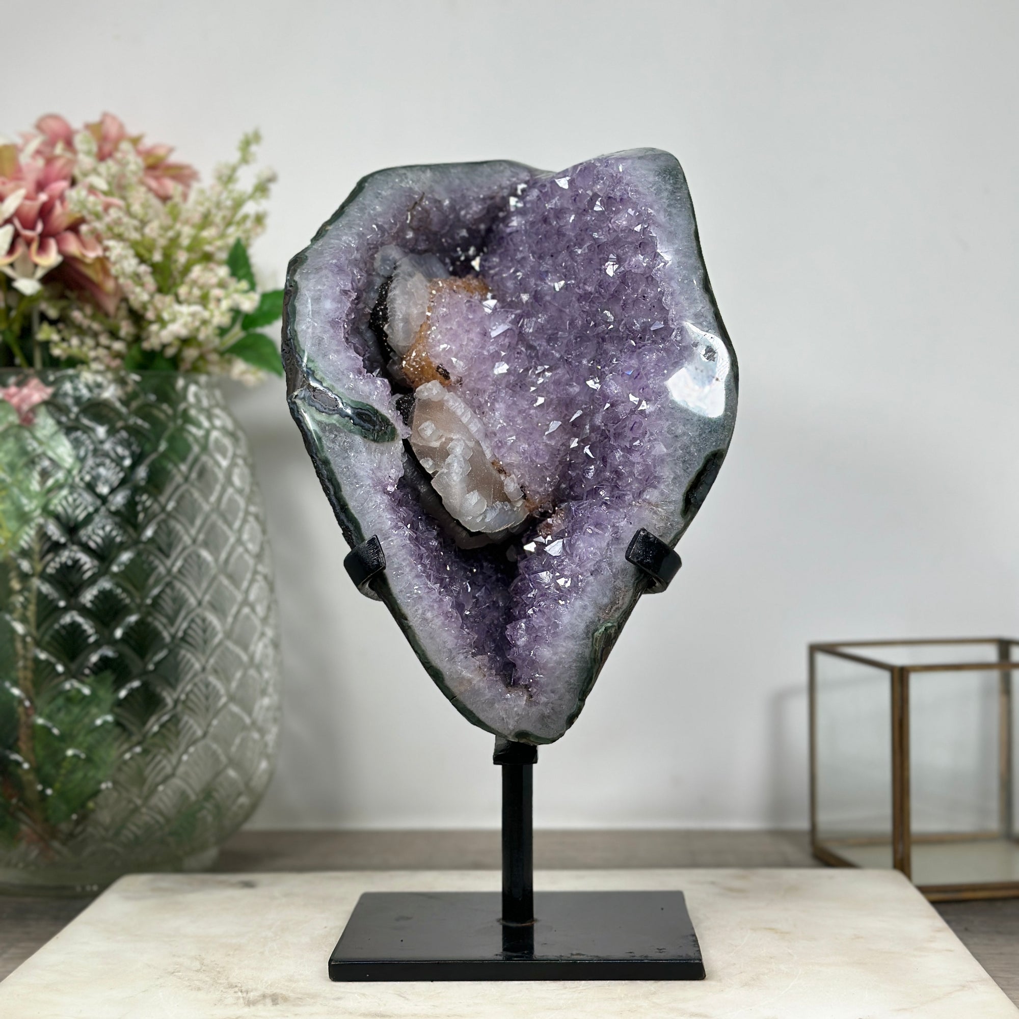 Huge Amethyst Geode with Unique Calcite Specimen - AWS1064