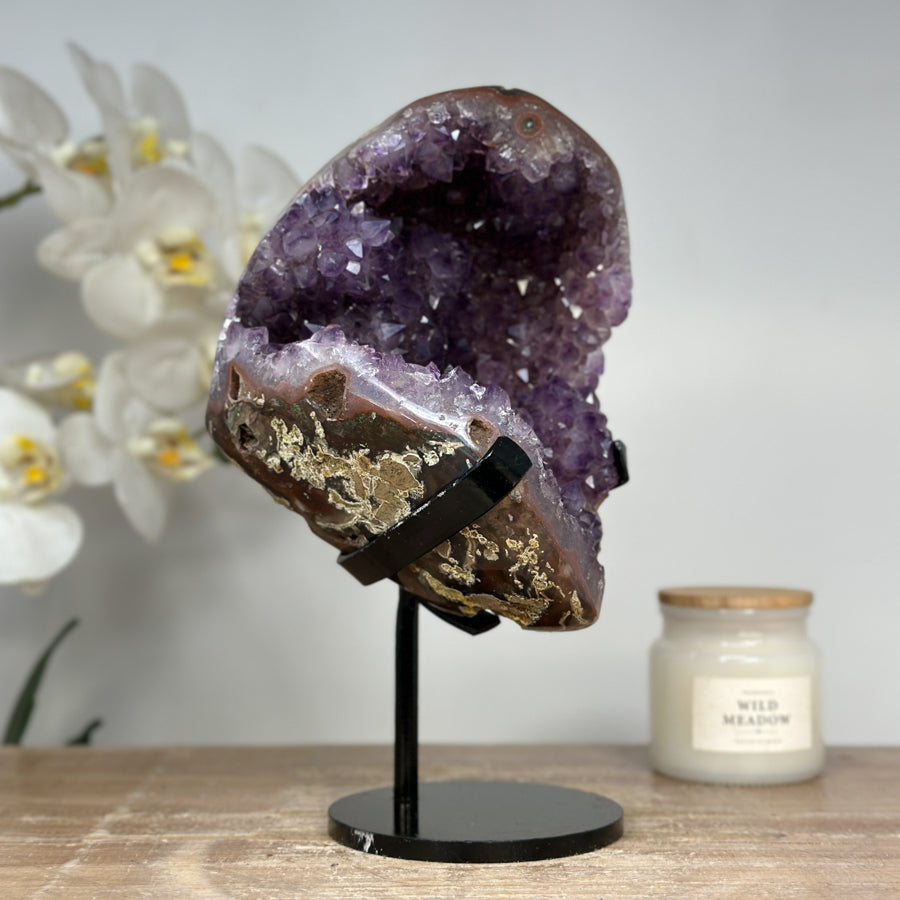 Natural Amethyst Geode with Red Tone Jasper Shell - MWS1402