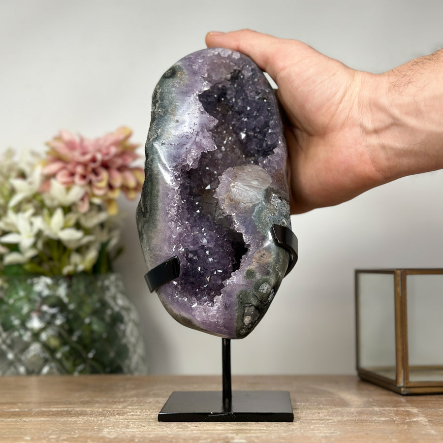 Beautiful Amethyst Geode with Unique Calcite Crystal Formation - MWS1056