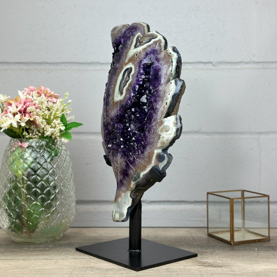 Unique Beautiful Amethyst &amp; Green Jasper Stone Leaf - AWS0882