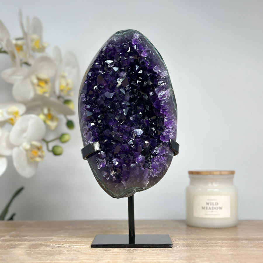 Premium Quality Amethyst Geode, Metallic Stand Included - MWS1722