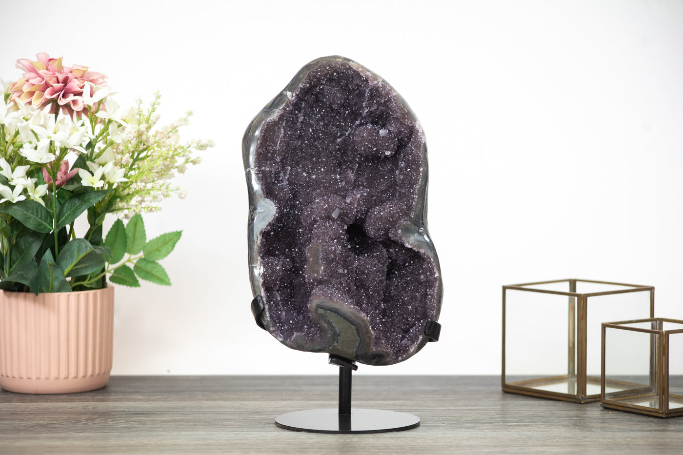 13 lb , 13,8 in High Large Natural Amethyst Crystal Geode Full of Stalactites - MWS0348