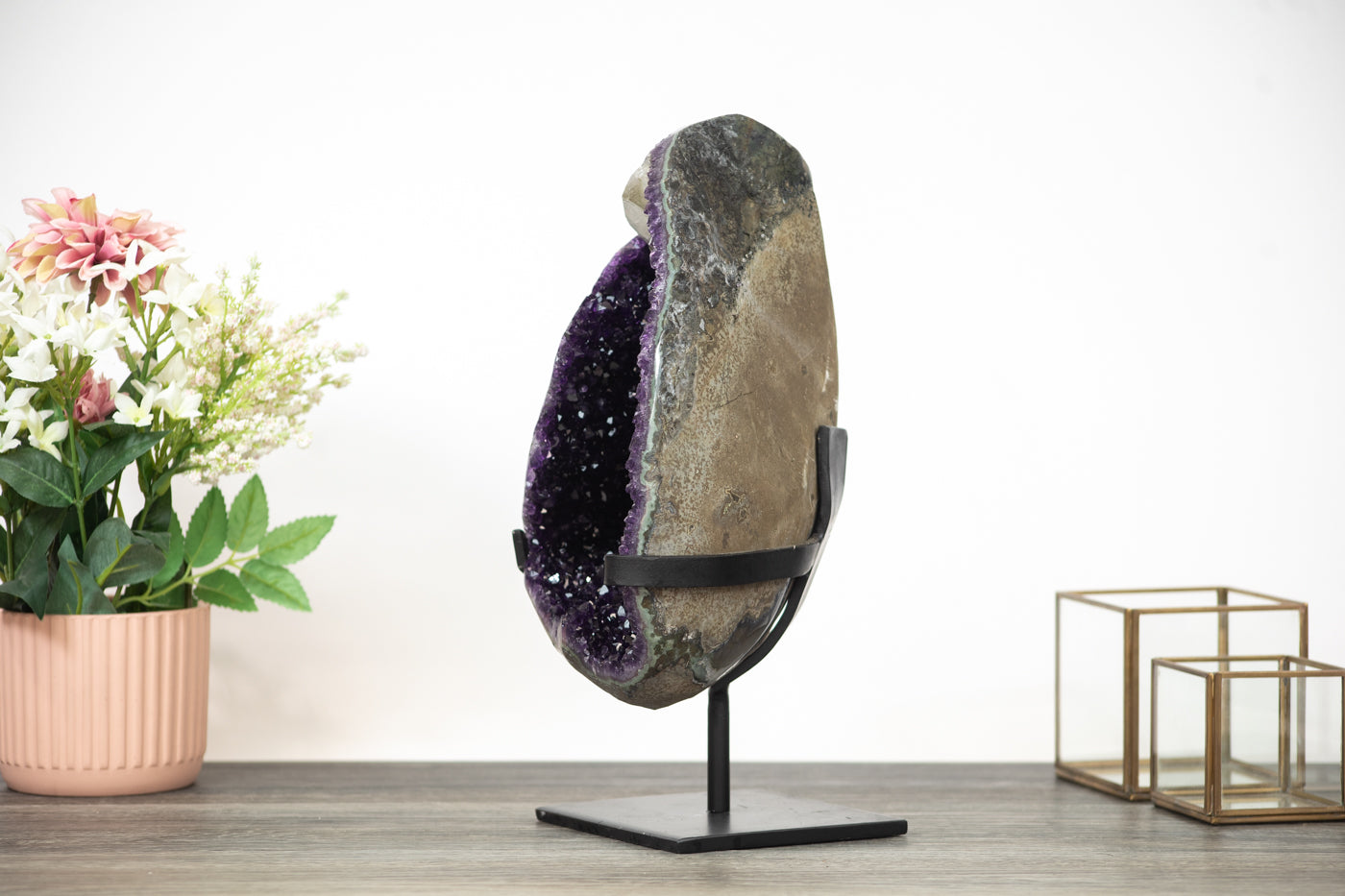 Uruguayan Amethyst Large Geode with Unique Calcite Inclusion - MWS0366