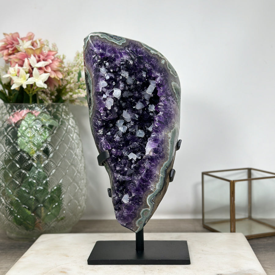 XXL Amethyst & Green Jasper Crystal Cluster with Calcite Inclusions - MWS0897