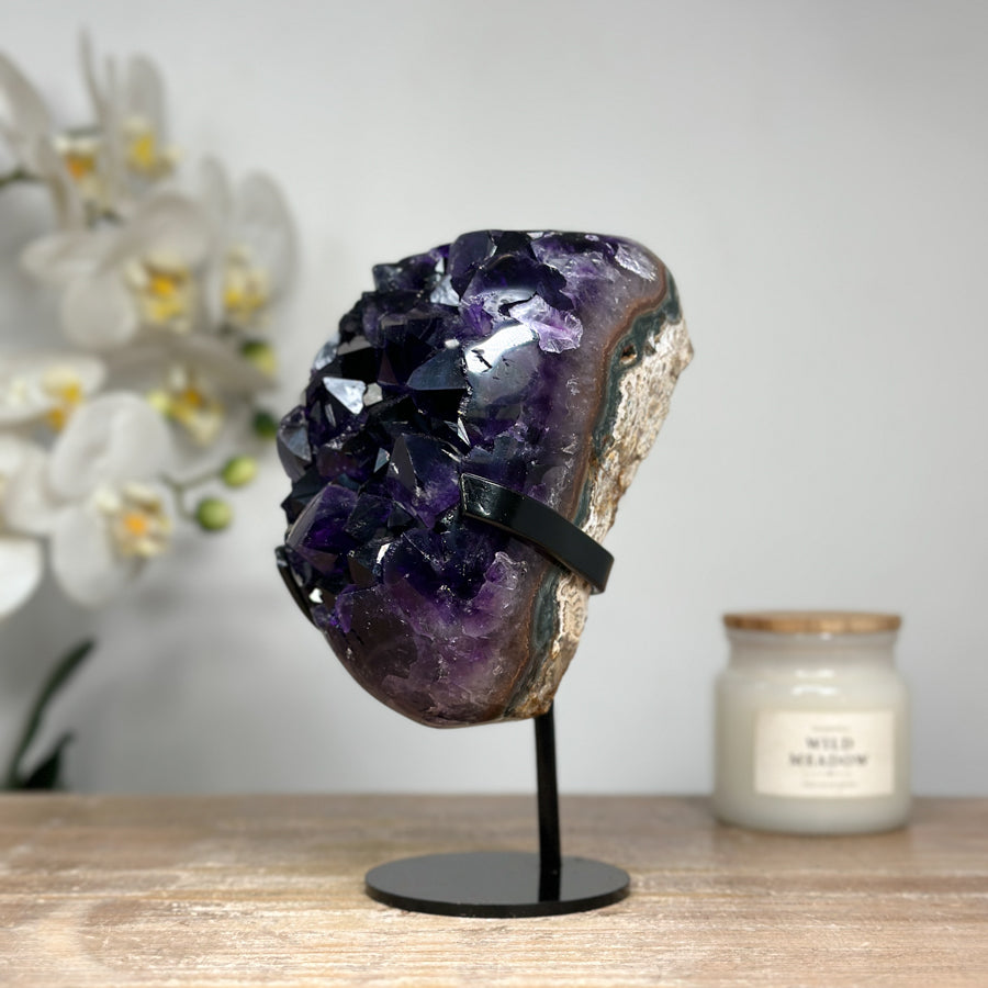 AAA Grade Natural Amethyst Cluster with Metal Stand - MWS1622