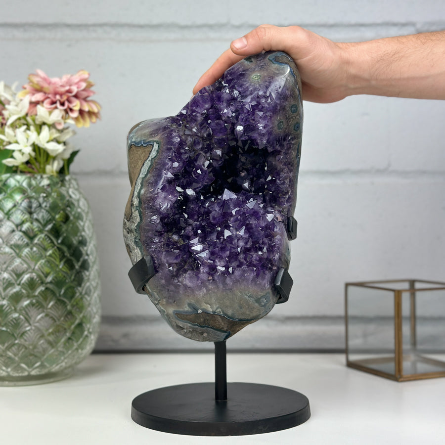 Huge Natural Amethyst Stone Geode with big and Shinny Crystals - AWS0702