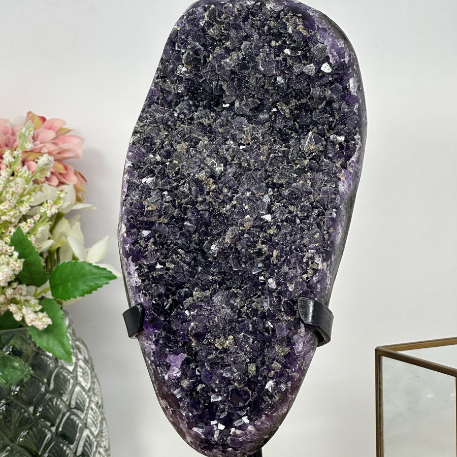 Natural Amethyst Cluster covered with Sugar Quartz Druzy Crystals - MWS0777