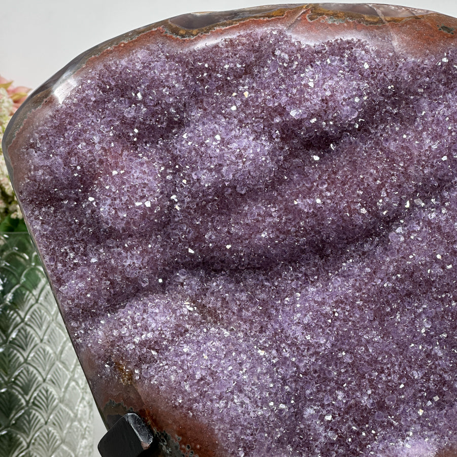 Huge Natural Lavander Amethyst cluster with beautiful Agate Shell - AWS1448