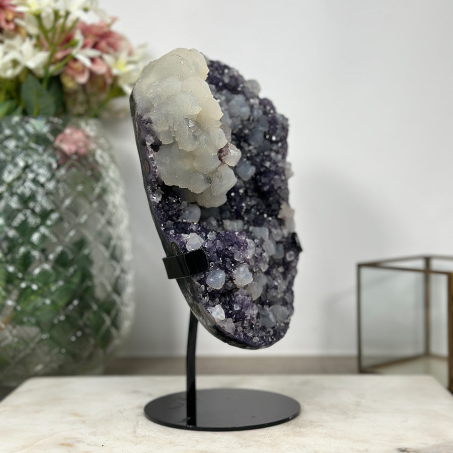 Rare Amethyst Cluster Covered with Calcite Crystals - MWS0915