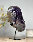 Unique Amethyst Geode with Stalactite Eyes & Deep Purple Crystals - MWS1585