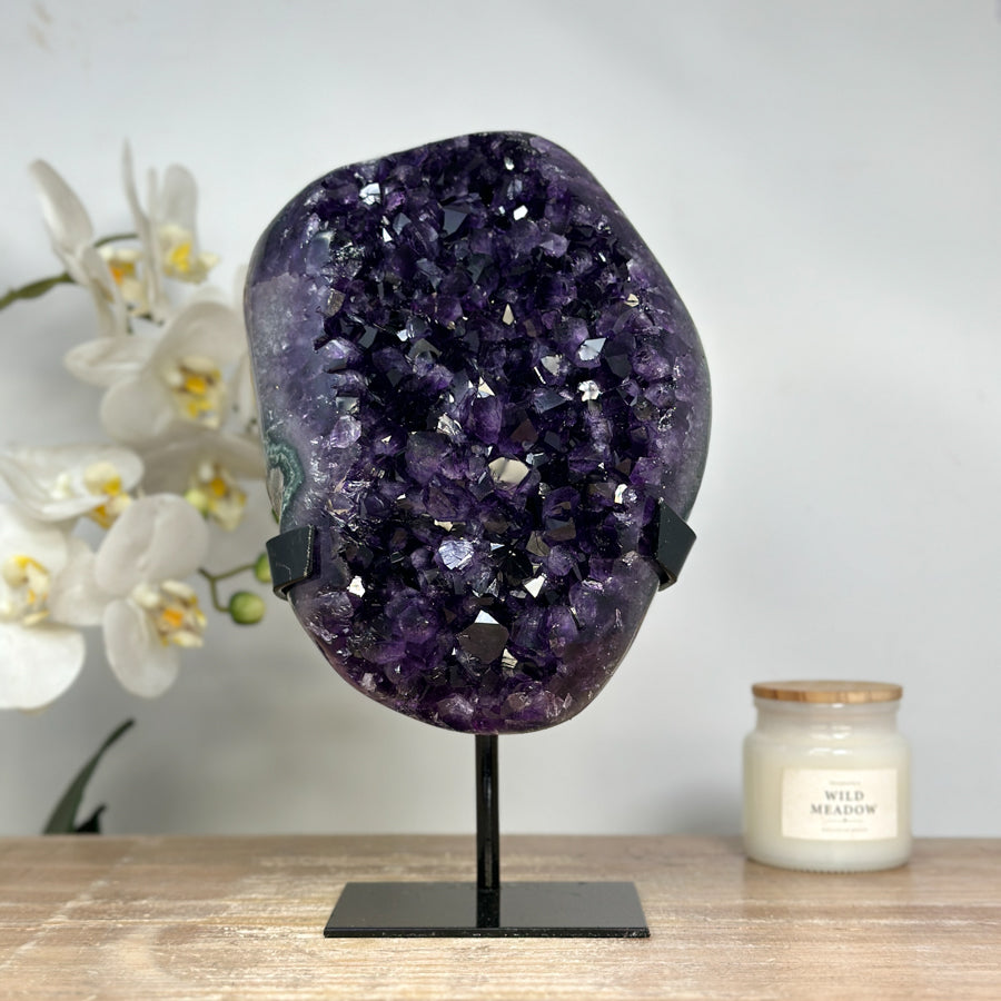 AAA Grade Natural Amethyst Cluster with Metal Stand - MWS1736