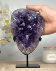 Natural Amethyst Cluster Specimen, Handmade Stand Included - MWS1596