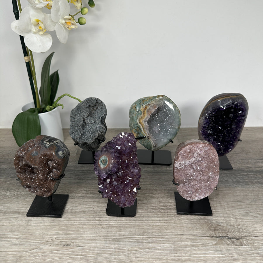 Wholesale Lot of Crystal Formations with Metal Stands – Ideal for Collectors and Gift Sets
