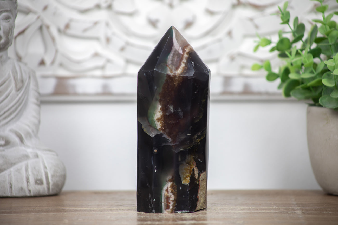 Amethyst Agate &amp; Jasper Stone Obelisk  - STP0032