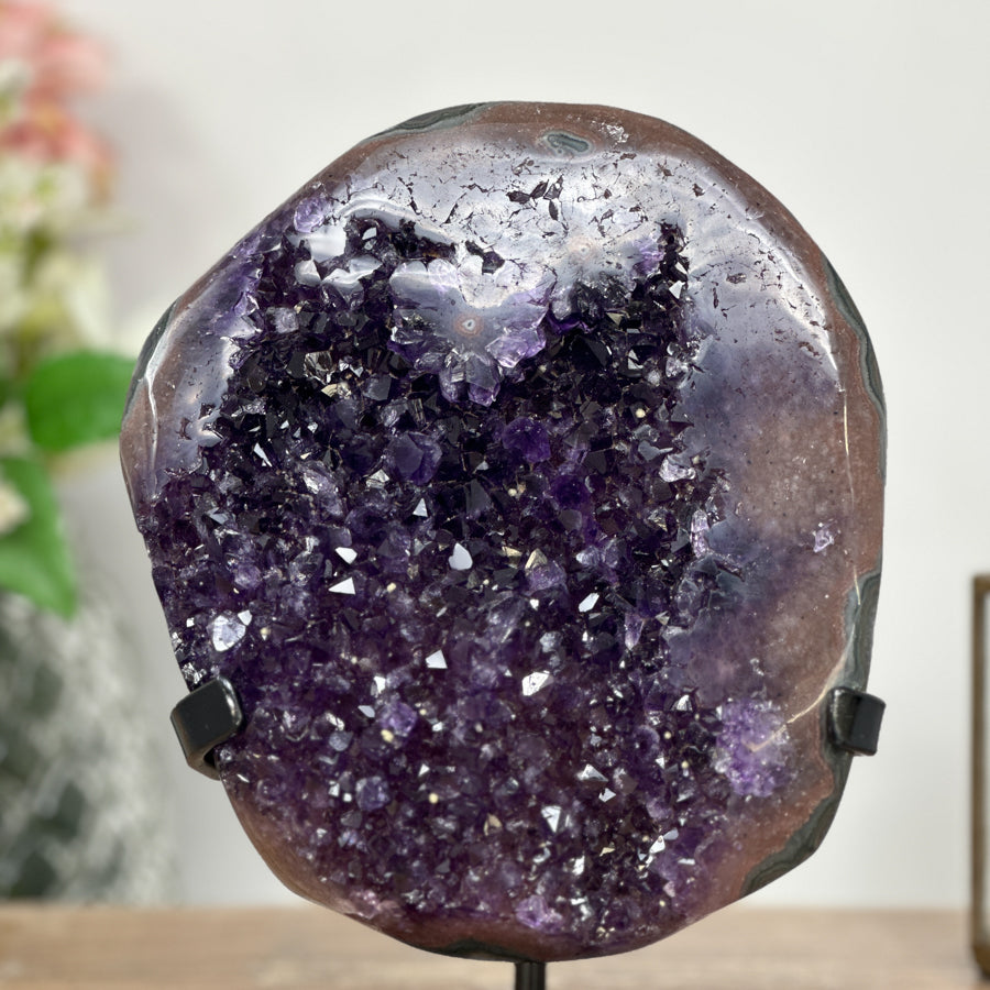 Amethyst & Agate Crystal Specimen, Elegant Bookshelf Highlight - MWS0785