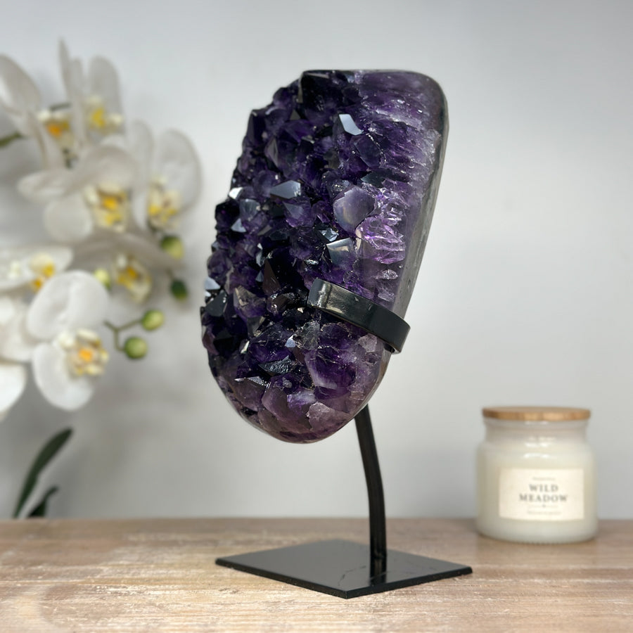 AAA Grade Natural Amethyst Cluster with Metal Stand - MWS1656