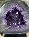 Natural Blue Agate & Amethyst Geode with Handmade Metallic Stand - MWS1552