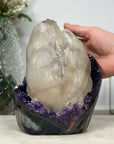 Huge Natural Calcite Spcimen on A Grade Amethyst Cluster - CBP1069