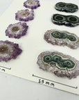 Unique Amethyst & Green Jasper Stalactite Slices Set - Natural Crystal for Handmade Jewelry - STS0030