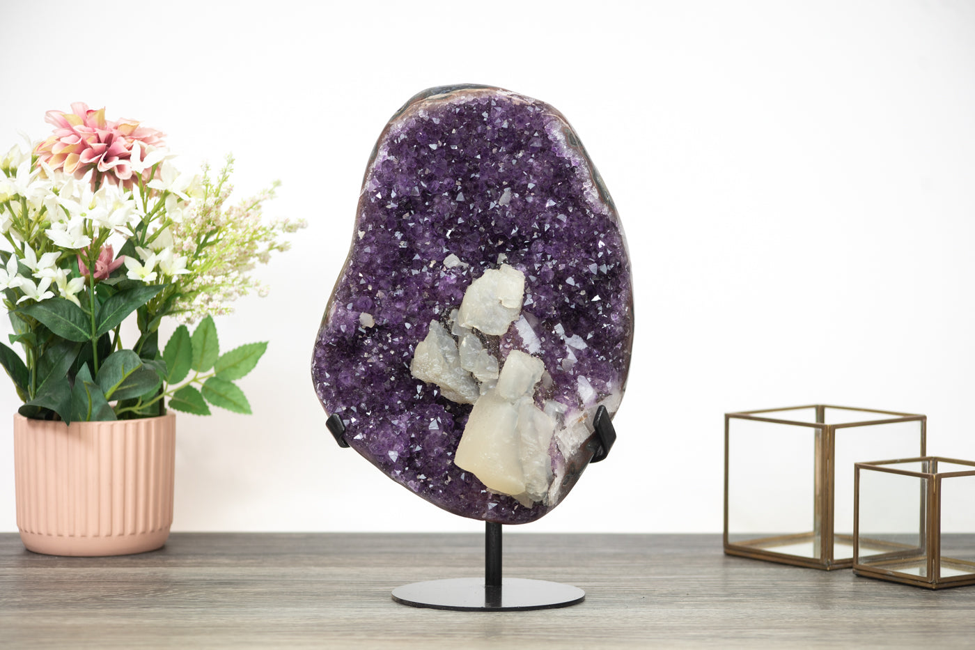 Outstanding 13 in Tall Natural Amethyst Crystal Cluster with unique Calcite Formation - MWS0351