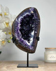 A grade Deep Purple Natural Amethyst Geode with agate Shell - MWS1601