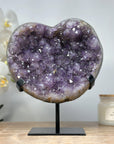 Large Amethyst Heart Carving with Metal Stand - HST0229