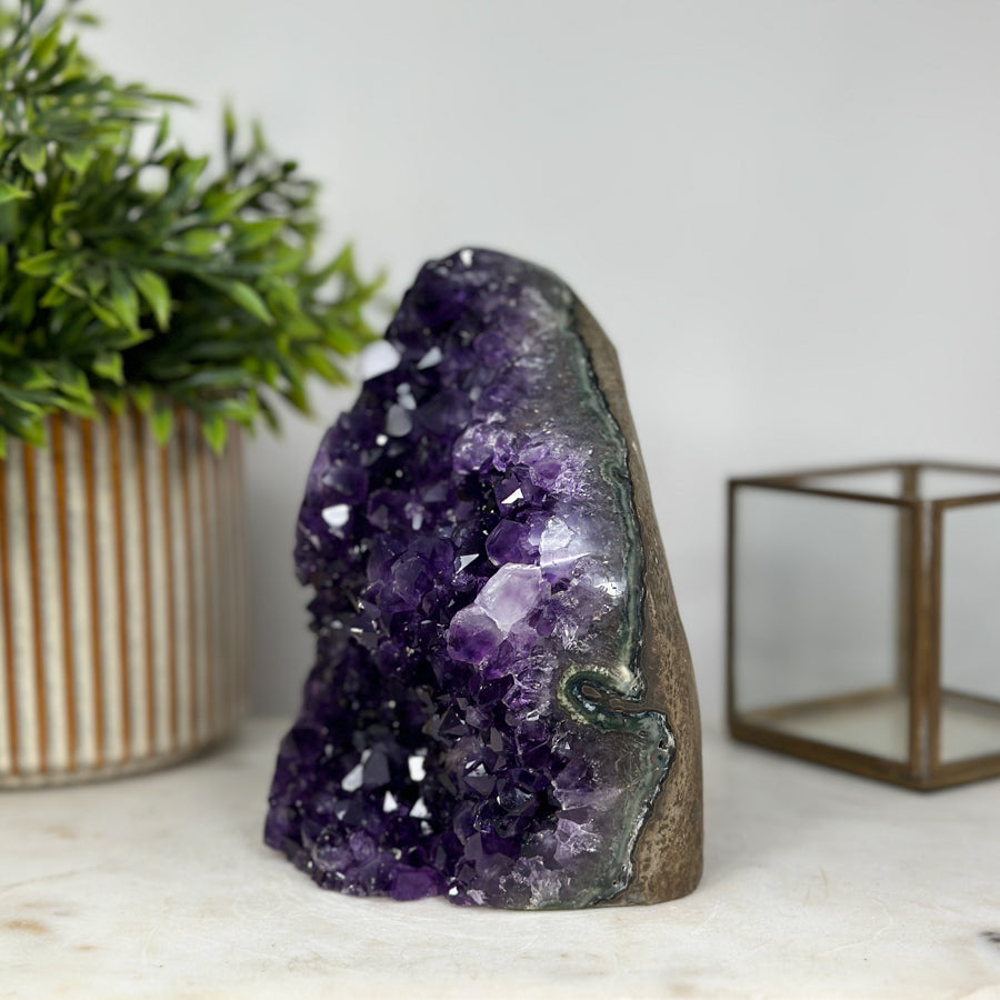 Gorgeous Self Standing Amethyst Stone with Agate Shell - CBP1015