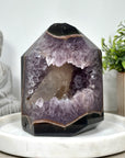 Beautiful Natural Amethyst & Agate Stone Tower Geode with Large Calcite Crystal Formation  - STP0161