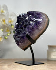 A+ Grade Natural Amethyst Heart Carving with Metal Stand - HST0230