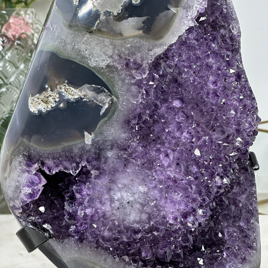 XXL Beautiful Amethyst &amp; Agate Natural Geode - Perfect Home Centerpiece - MWS0919